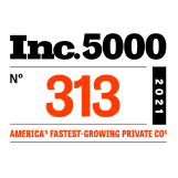 Inc 5000 America's fastest-growing private Co award number 313 2021.