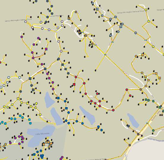 A sample image of a network design map buildout.